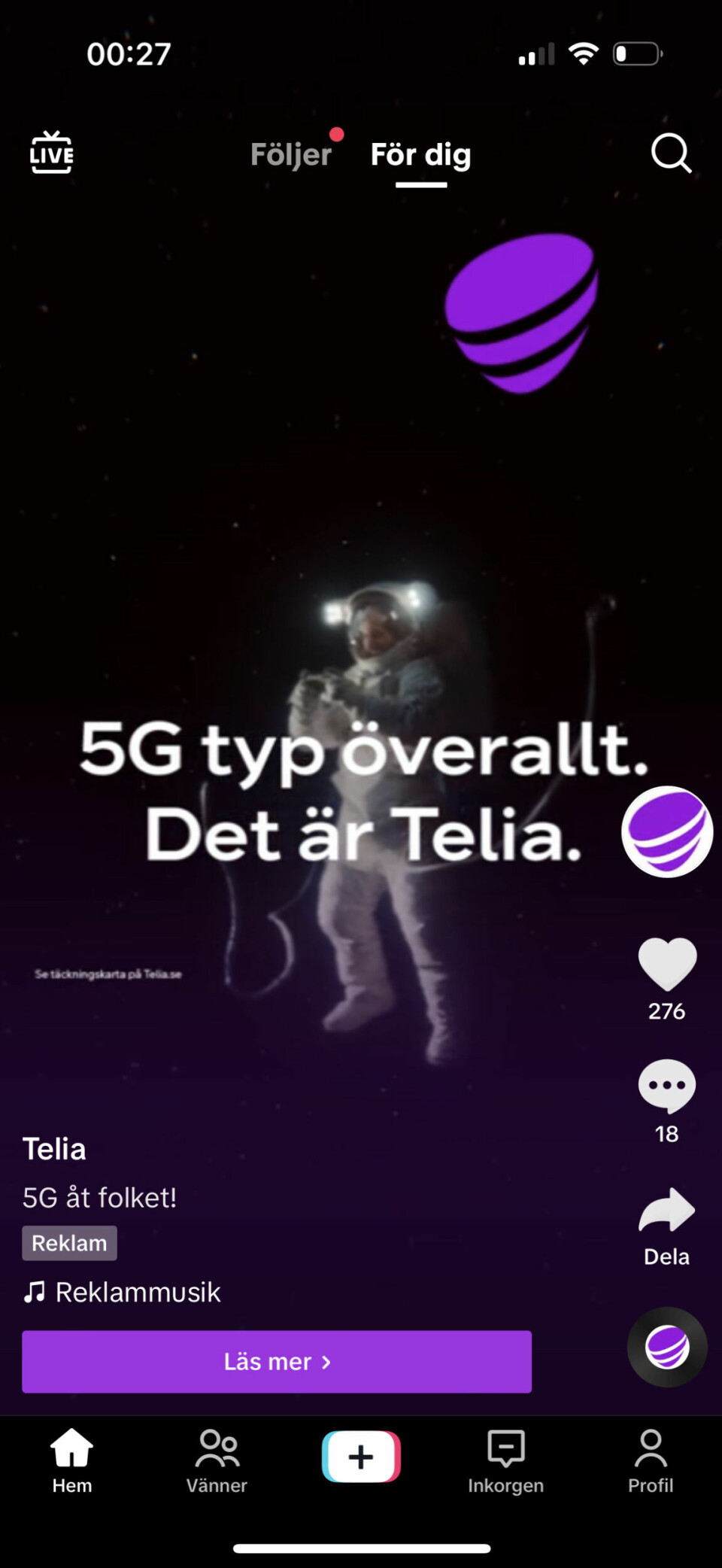 Telia har god 5G-täckning, men ändå inte 'typ överallt'.