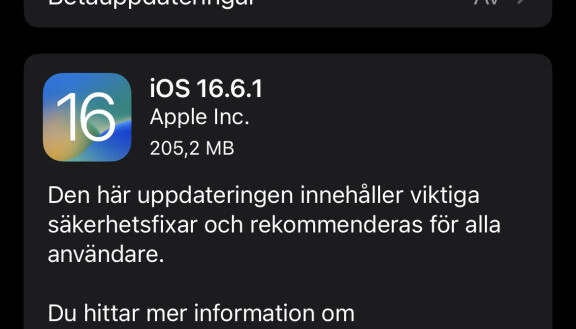 Apple har släppt uppdatering för Ios