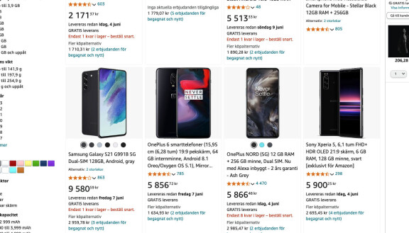 Amazon i Sverige börjar sälja begagnade mobiler och tillbehör