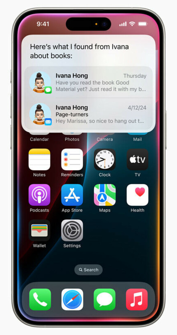 Siri syns i form av en ram runt skärmen