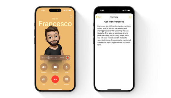 Samtalsinspelning och transkribering presenteras som en del av Apple Intelligence