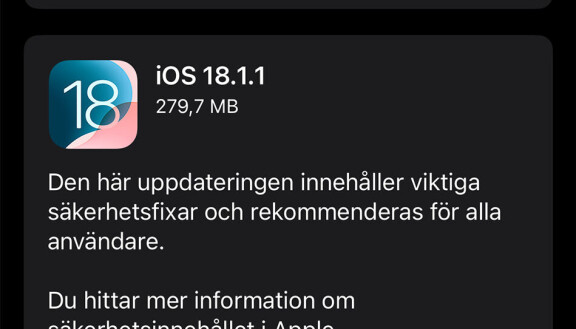 Apple uppdaterar till Ios 18.1.1