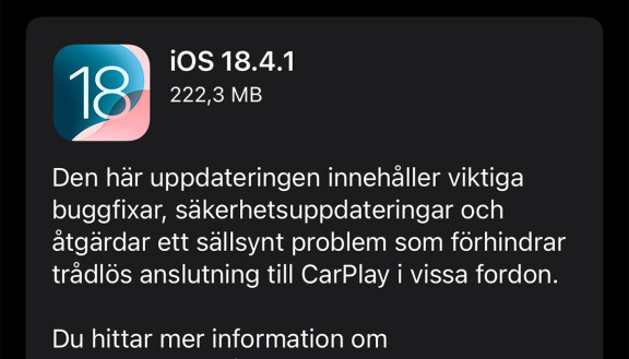 Apple har släppt Ios 18.4.1-uppdatering