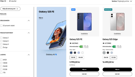 Ovanlig prissänkning: Samsung Galaxy S25 FE nu 3000 kronor billigare