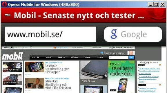 Opera Mobile i dator-version