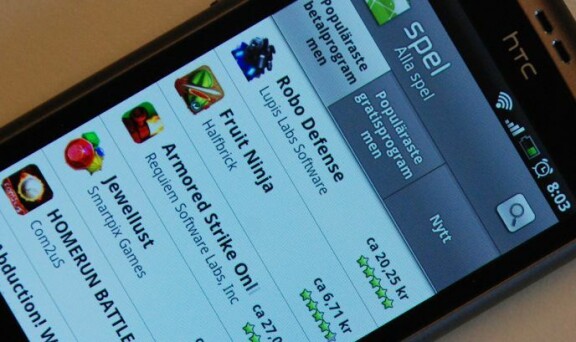 Betal-appar nu i Android Market