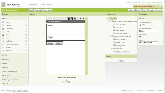 App Inventor tillbaka som beta