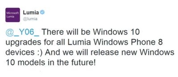 Alla mobiler med WP8 får Windows 10