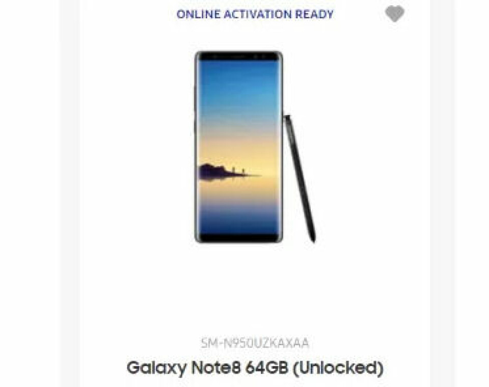 Samsung Galaxy Note 8 dök på Samsungs officiella webbsida i USA för en kort stund.