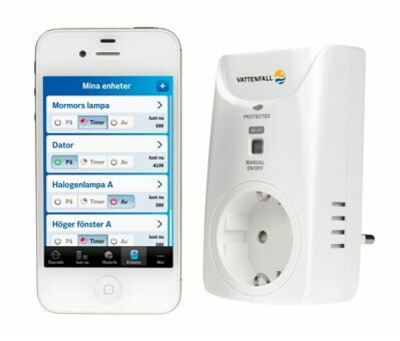 Vattenfalls Smart Plug (bilden) vänder sig till vanliga konsumenter. Med hjälp av Telia vill man Vattenfall nu också hjälpa företag att energieffektivisera.