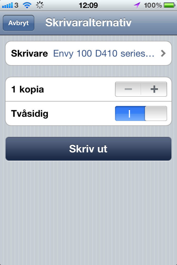 Utskrift på svajig lina