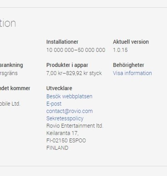 Mer prisinformation på Google Play
